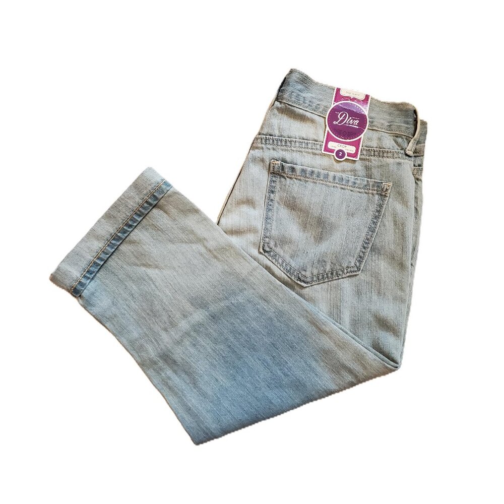 DIVA Old Navy Capri Jeans Crop low rise non stretch sz 2 light wash vintage